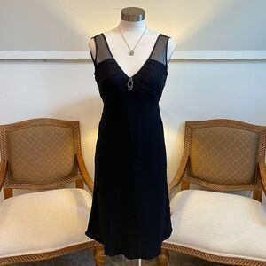 Vintage 90s Elegant Black Sleeveless Dress, Silk-Blend, Gothic Fairy Boho Grunge